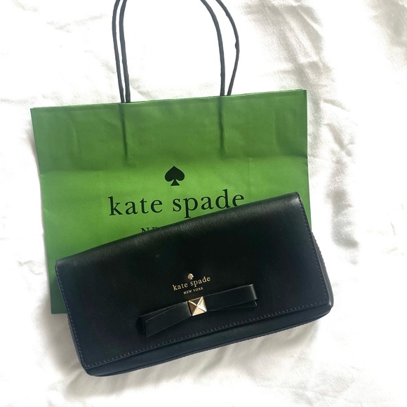 Kate Spade Black Clutch with Bow Accent - Picture 1 of 6